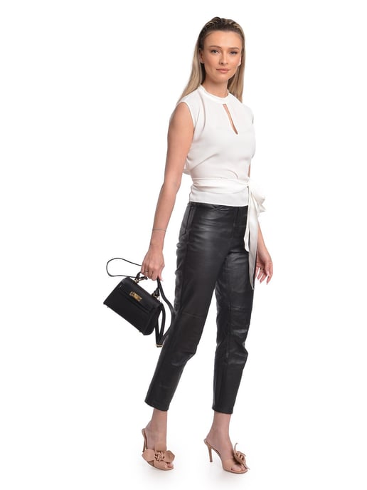 Isabella Rhea Black Cowhide Leather Bag - Image 5