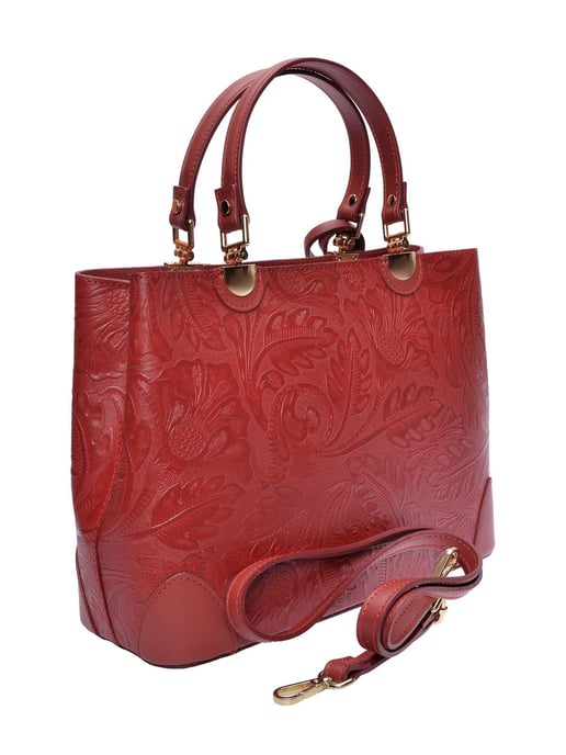 Anna Luchini Rood Rundleer Tas - Image 2