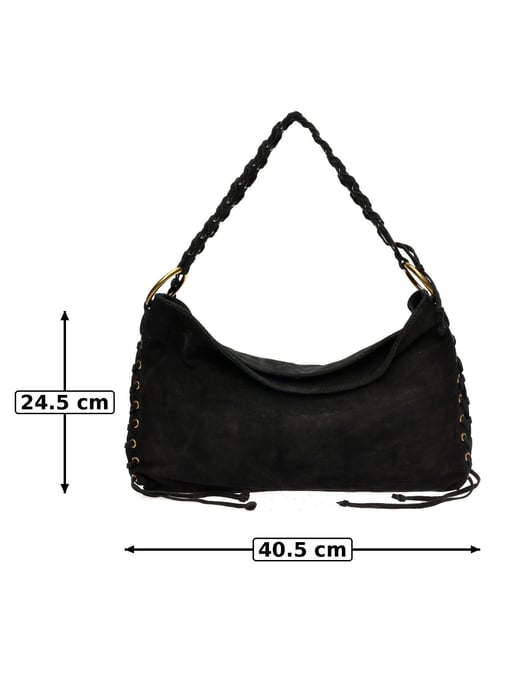 Anna Luchini Black Cowhide Leather Bag - Image 6