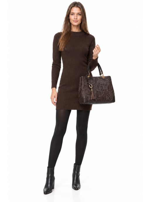 Anna Luchini Bordeauxrood Rundleer Tas - Image 6