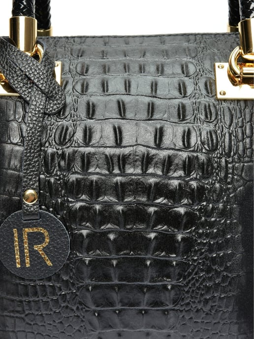 Isabella Rhea Black Cowhide Leather Bag - Image 3
