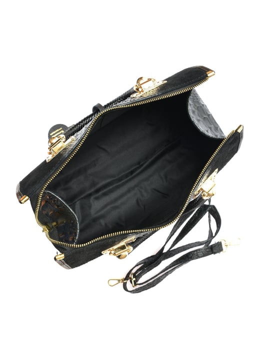 Isabella Rhea Black Cowhide Leather Bag - Image 4