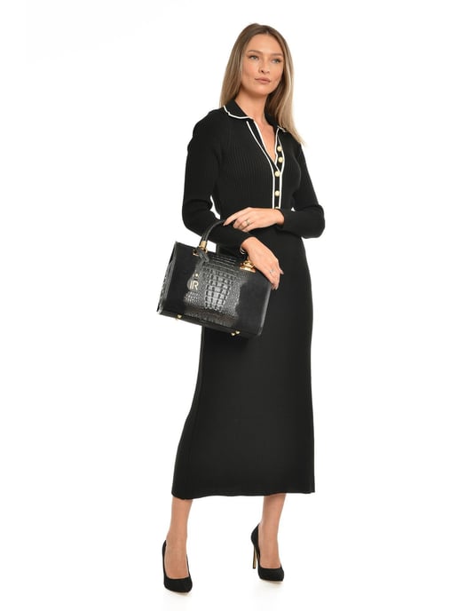 Isabella Rhea Black Cowhide Leather Bag - Image 5