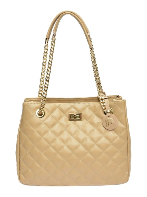 Isabella Rhea Beige Rundleer Tas - Image 1