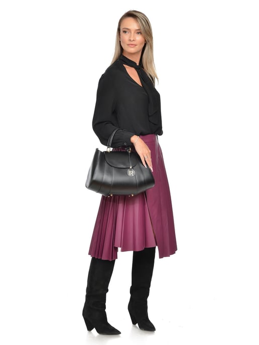 Isabella Rhea Black Cowhide Leather Bag - Image 5
