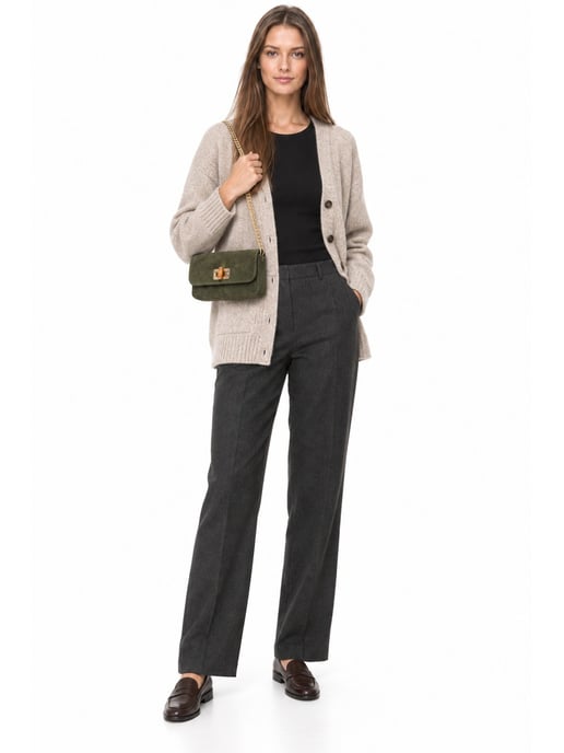 Luisa Vannini Khaki Rundleer Tas - Image 6