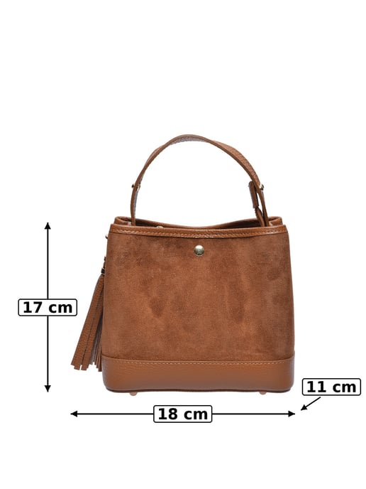 Luisa Vannini COGNAC Leather Handbag - Image 5