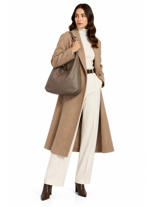 Roberta M Beige Rundleer Tas - Image 6