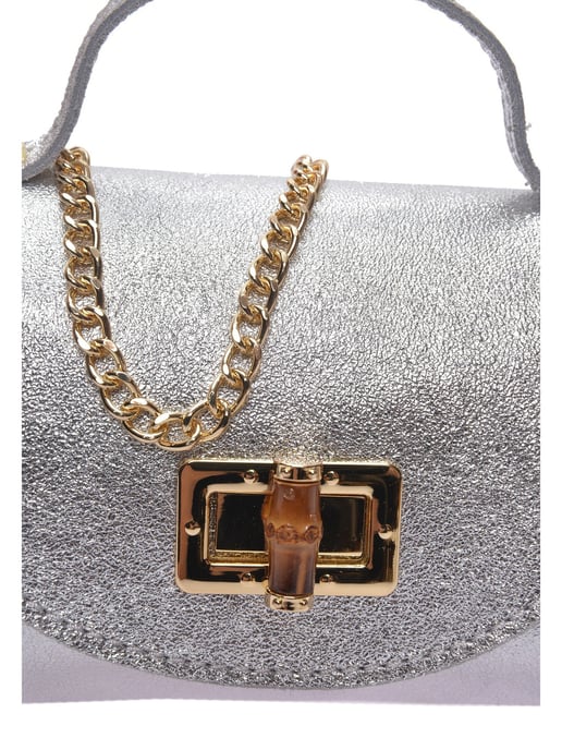 Roberta M Silver Cowhide Leather Bag - Image 3