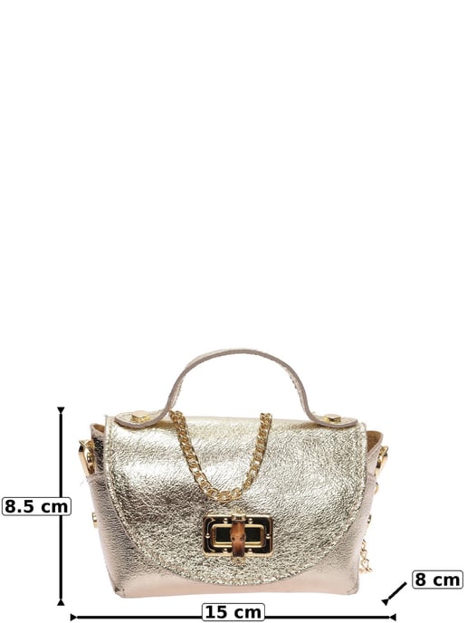 Roberta M Gold Cowhide Leather Bag - Image 6