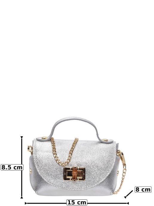 Roberta M Silver Cowhide Leather Bag - Image 6