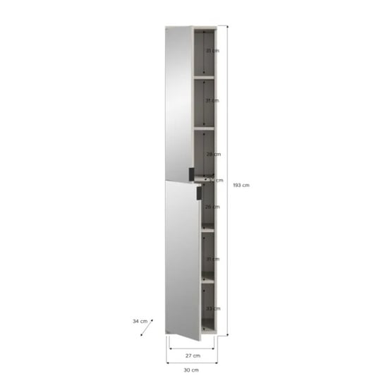 Furnilux Smal spiegelkast kasjmier moderne opbergkast voor hal of slaapkamer 193 cm - Image 4
