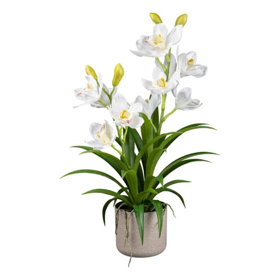 Kopu ® kunstorchidee 58 cm - in grijze melamine pot cymbidium - Image 1