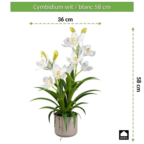 Kopu ® kunstorchidee 58 cm - in grijze melamine pot cymbidium - Image 2