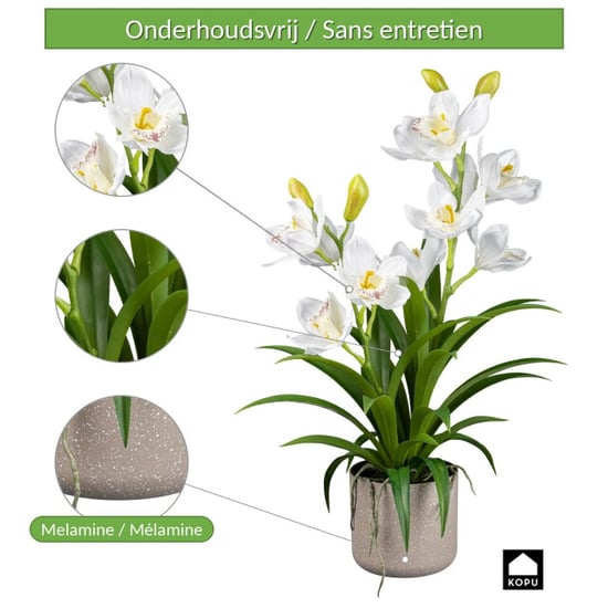 Kopu ® kunstorchidee 58 cm - in grijze melamine pot cymbidium - Image 3