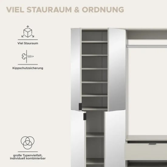 Furnilux Garderobecombinatie kasjmier moderne opbergkast met spiegel 213 cm breed - Image 2