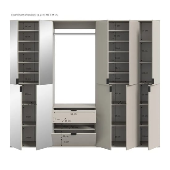 Furnilux Garderobecombinatie kasjmier moderne opbergkast met spiegel 213 cm breed - Image 5
