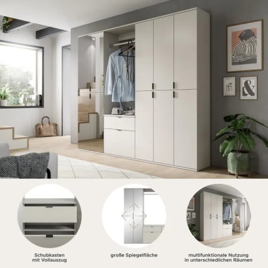 Furnilux Garderobecombinatie kasjmier moderne opbergkast met spiegel 213 cm breed - Image 6