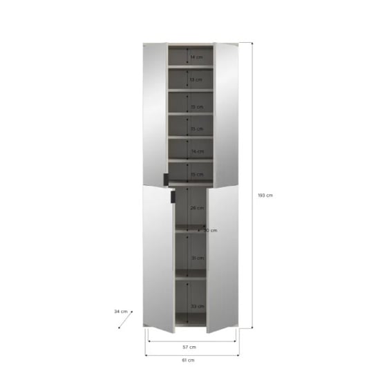 Furnilux Spiegelkast kasjmier moderne opbergkast met spiegel 61x193x34 cm - Image 2