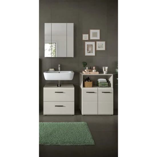 Furnilux Moderne badcombinatie in kasjmier ruime opbergkast met spiegels 135x185 cm - Image 2