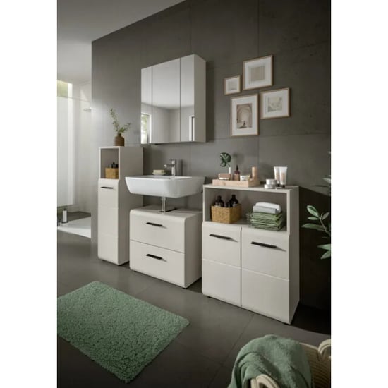 Furnilux Moderne badcombinatie in kasjmier ruime opbergkast met spiegels 135x185 cm - Image 5