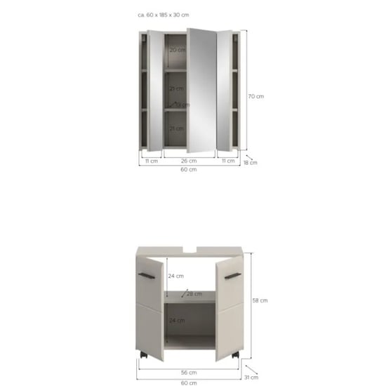 Furnilux Badcombinatie op wielen moderne opbergkast voor badkamer kasjmier design - Image 5
