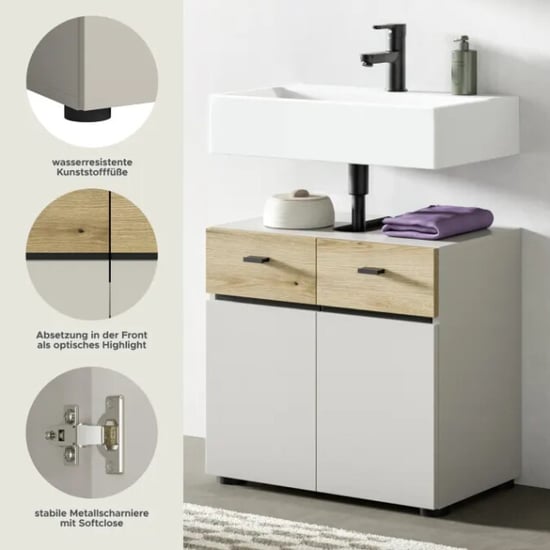 Furnilux Wastafelkast in kasjmier compacte opbergkast voor badkamer moderne - Image 4