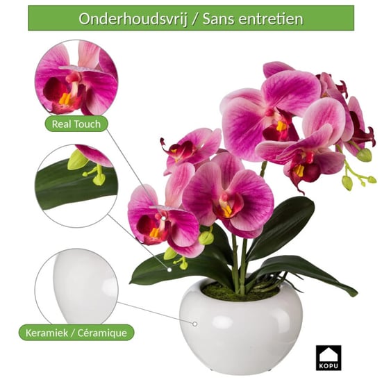 Kopu ® kunstorchidee 35 cm - witte pot phalaenopsis - Image 4
