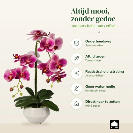 Kopu ® kunstorchidee 52 cm - witte pot phalaenopsis - Image 4