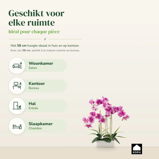 Kopu ® kunstorchidee 58 cm - 3 takken witte bak phalaenopsis - Image 3