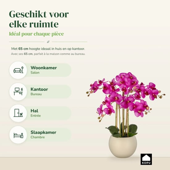 Kopu ® kunstorchidee 65 cm - crèmekleurige pot phalaenopsis - Image 2