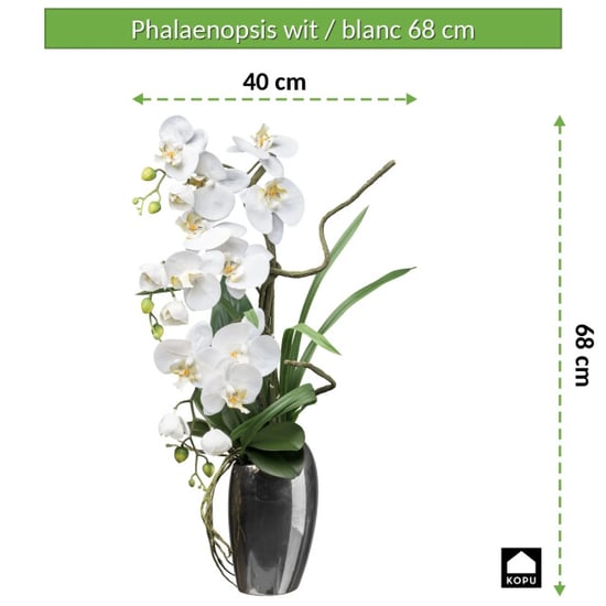 Kopu ® kunstorchidee 68 cm - zilverkleurige vaas phalaenopsis - Image 2