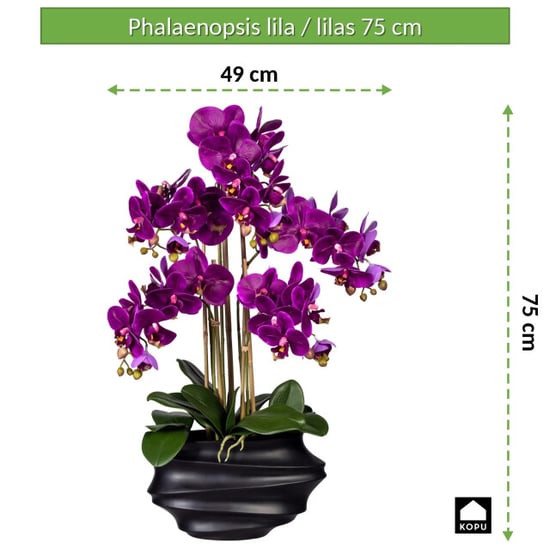 Kopu ® kunstorchidee 75 cm - zwarte vaas phalaenopsis - Image 2