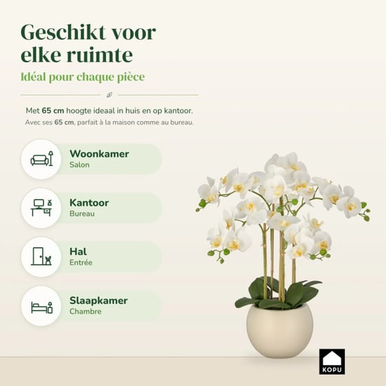 Kopu ® kunstorchidee 65 cm - crèmekleurige pot phalaenopsis - Image 5