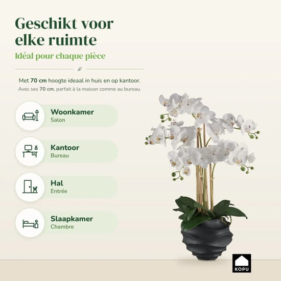Kopu ® kunstorchidee 70 cm - 5 takken zwarte pot phalaenopsis - Image 5