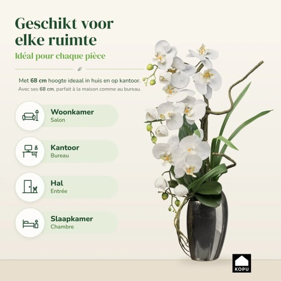 Kopu ® kunstorchidee 68 cm - zilverkleurige vaas phalaenopsis - Image 4