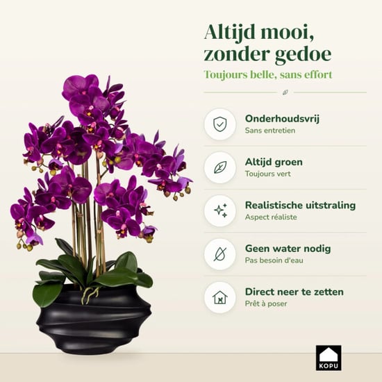 Kopu ® kunstorchidee 75 cm - zwarte vaas phalaenopsis - Image 4