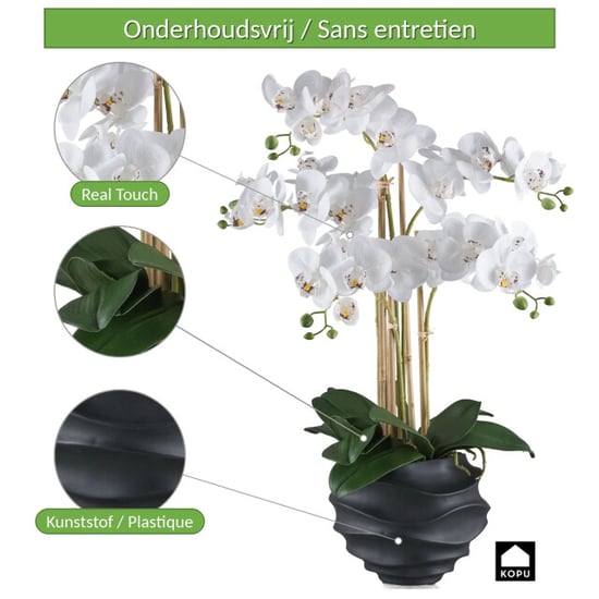 Kopu ® kunstorchidee 70 cm - 5 takken zwarte pot phalaenopsis - Image 6