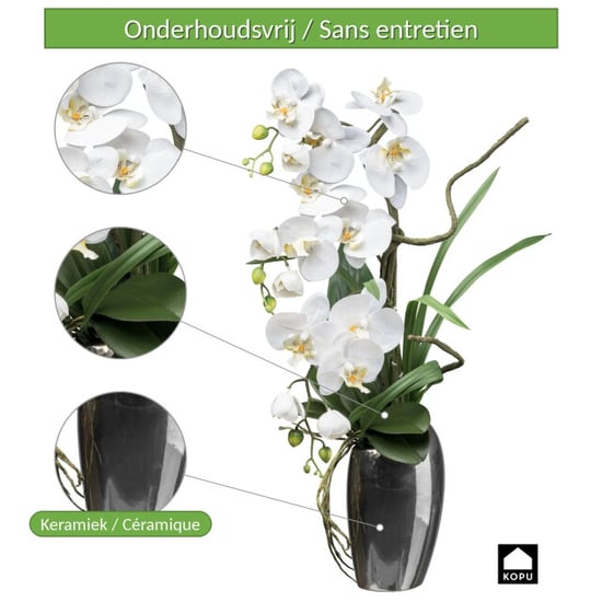 Kopu ® kunstorchidee 68 cm - zilverkleurige vaas phalaenopsis - Image 5