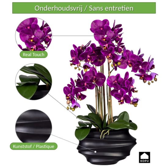 Kopu ® kunstorchidee 75 cm - zwarte vaas phalaenopsis - Image 5