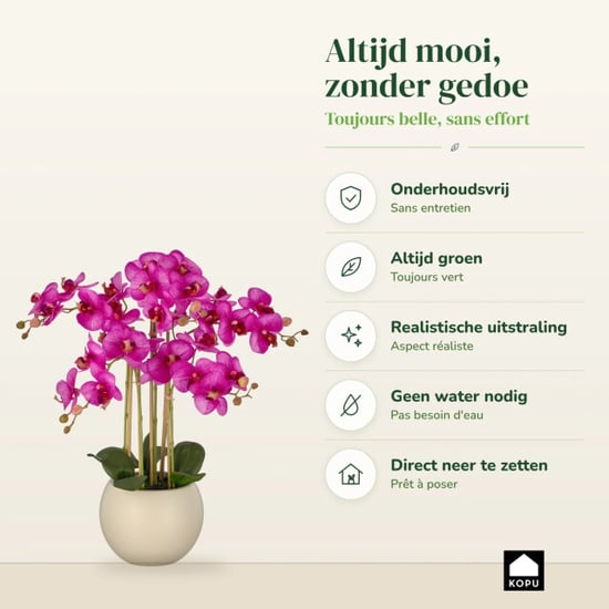 Kopu ® kunstorchidee 65 cm - crèmekleurige pot phalaenopsis - Image 6