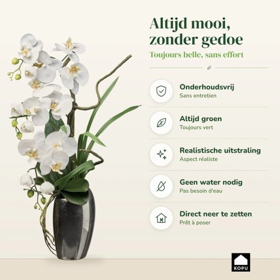 Kopu ® kunstorchidee 68 cm - zilverkleurige vaas phalaenopsis - Image 6
