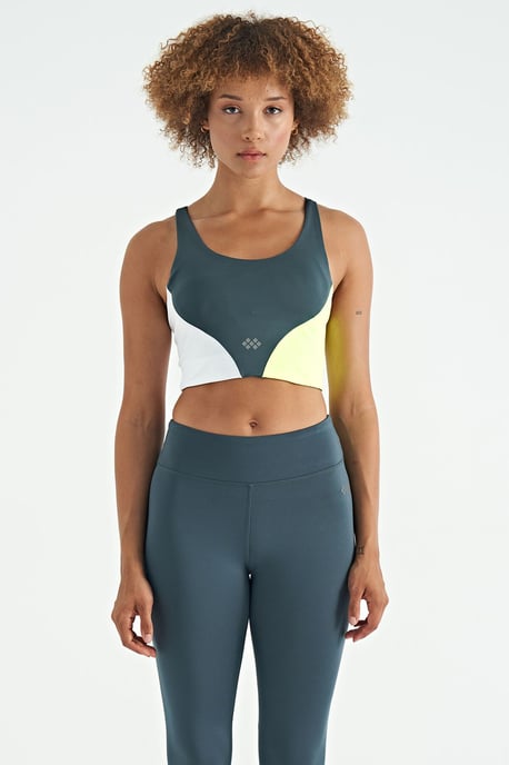 Women's Colour-block Cropped Sports Top - Image 1