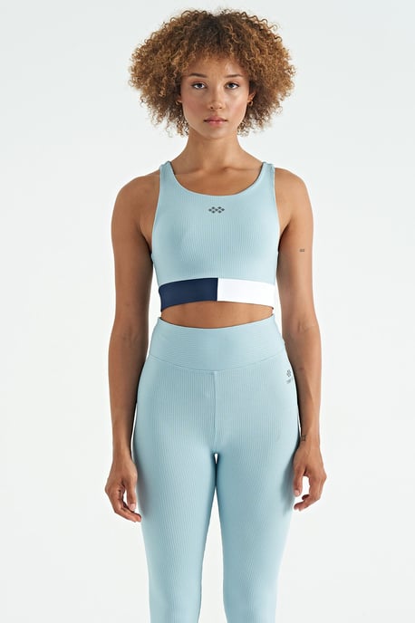 Crop Sleeveless Color-block Sports Top - Image 1