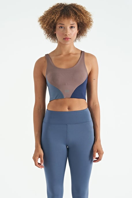Women's Colour-block Cropped Sports Top - Image 1