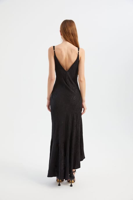 Floral V Neck Asymmetrical Maxi Slip Dress - Image 5