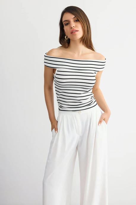 Striped Off-Shoulder Top - Image 2