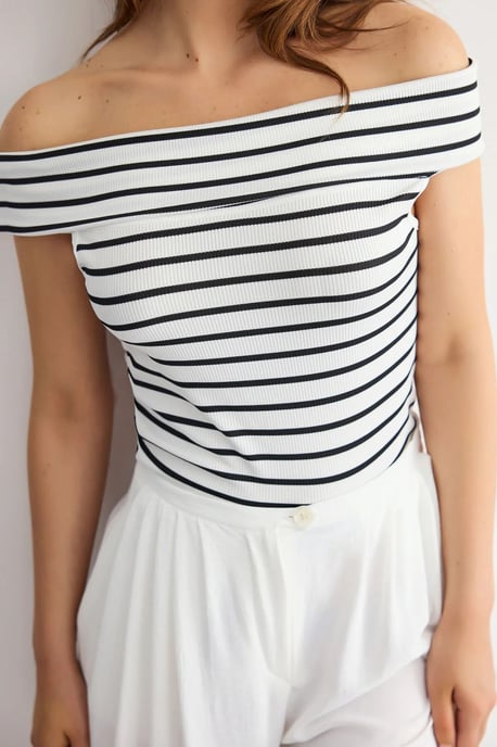 Striped Off-Shoulder Top - Image 5