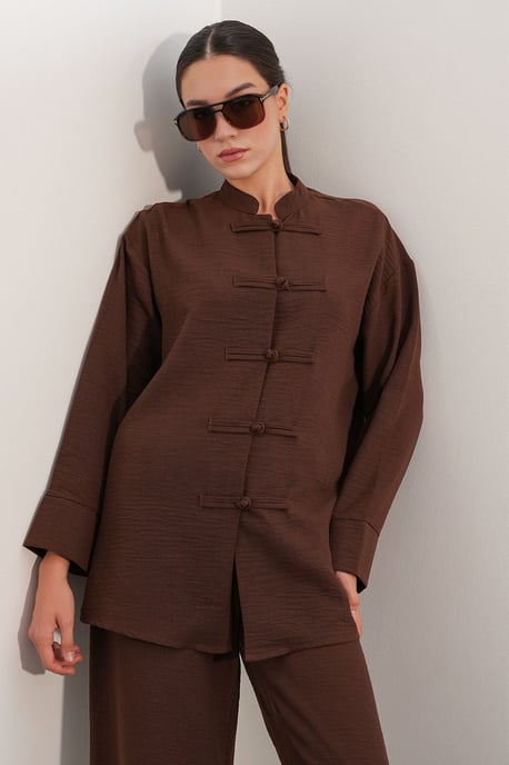 2-delige set met oversized overhemd en broek - Image 2