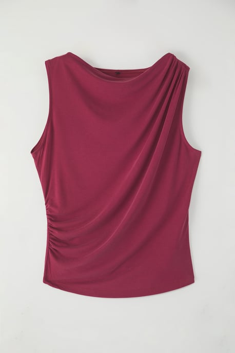 TRENDYOLMİLLA Dames Bordeaux Effen Mouwloos Regular fit Blouses - Image 4